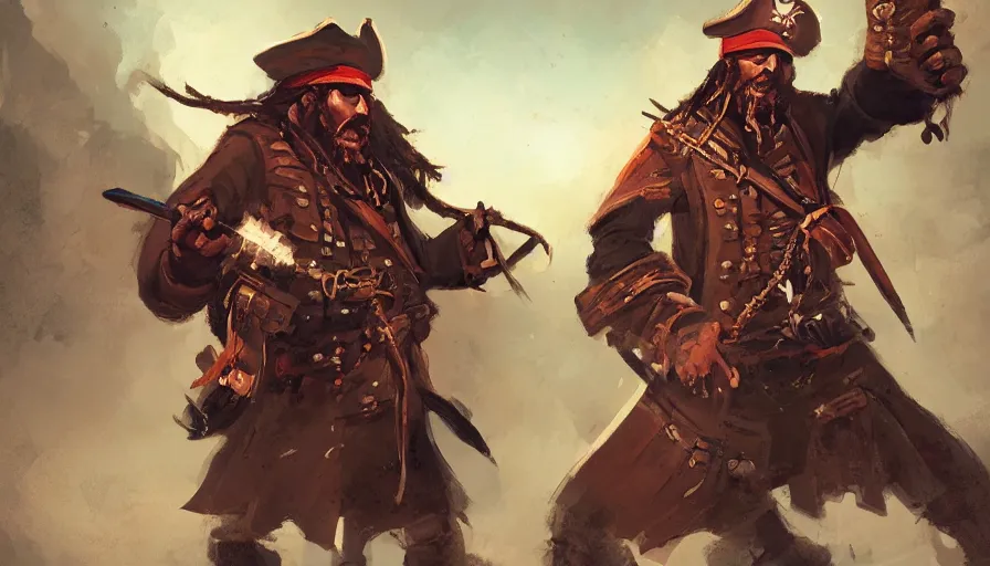 Image similar to visual storytelling, concept art of pirates by jama jurabaev, trending on artstation, high quality, brush stroke