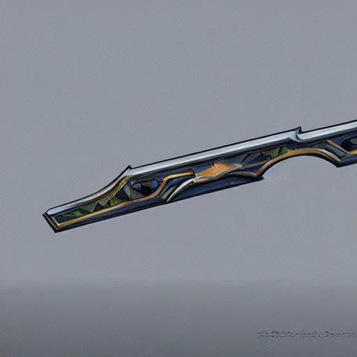 Image similar to a boomerang with magical gun barrels on both ends, science fantasy, concept art, realism,