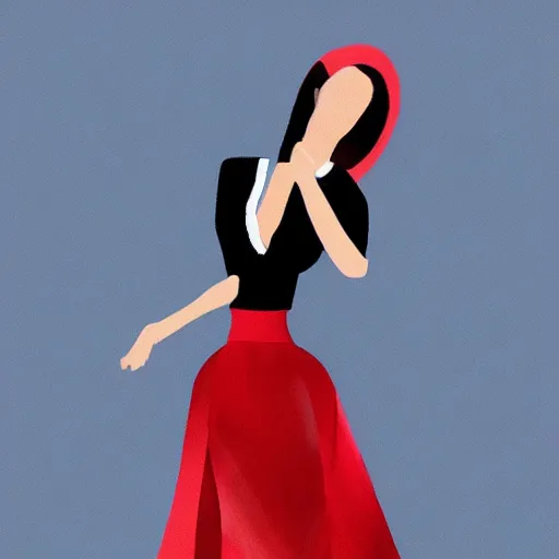 Image similar to a fashion illustration of a beautiful woman dancing