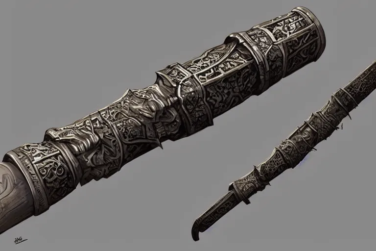 Image similar to haunted saber sword, one object, closetup, artstation, intricate