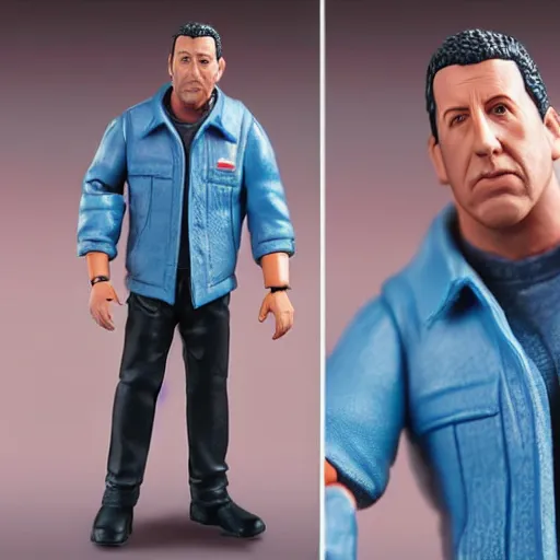 Image similar to a still a detailed full body action figure of adam sandler, first 4 figures, hasbro detailed product photo