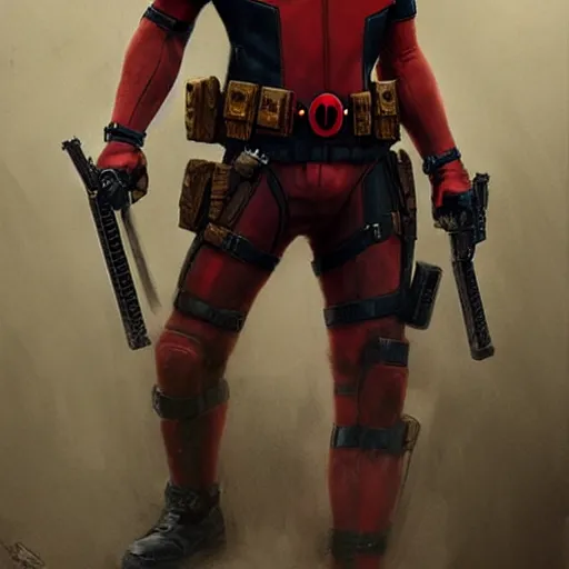 Image similar to deadpool holding a puppy,digital art,realistic,detailed,art by greg rutkowski,cinematic,dramatic