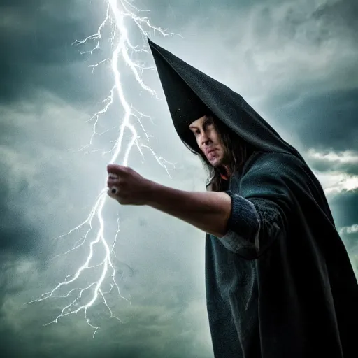 Prompt: Wizard casting a storm spell, photography