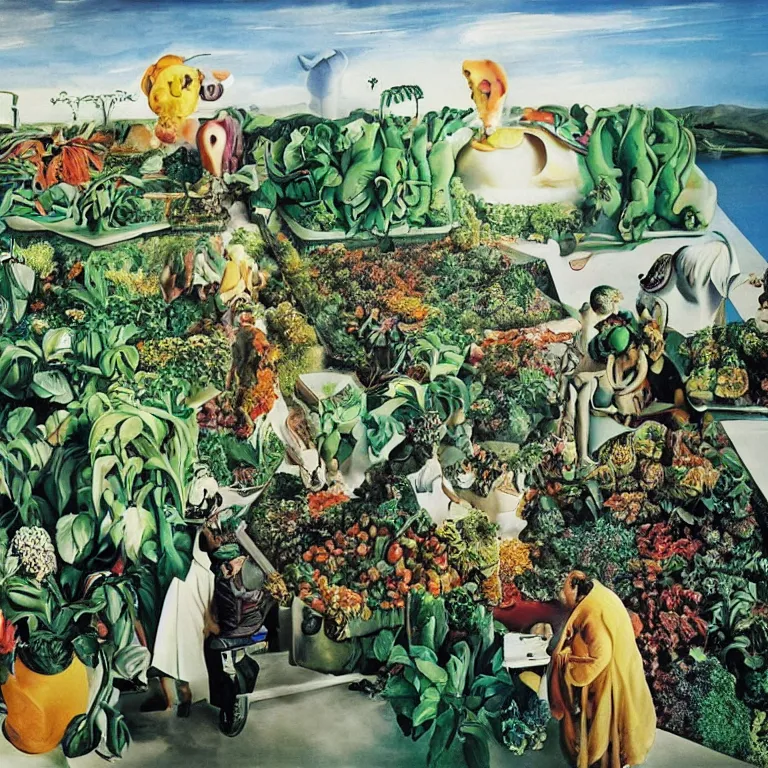 Prompt: dreaming from vertical farming, permaculture and a new life, painted bySalvador Dali