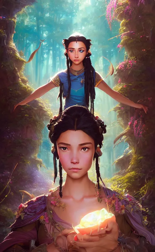 Image similar to highly detailed portrait of beautiful princess in avatar, stephen bliss, unreal engine, fantasy art by greg rutkowski, loish, rhads, ferdinand knab, makoto shinkai and lois van baarle, ilya kuvshinov, rossdraws, tom bagshaw, global illumination, radiant light, detailed and intricate environment