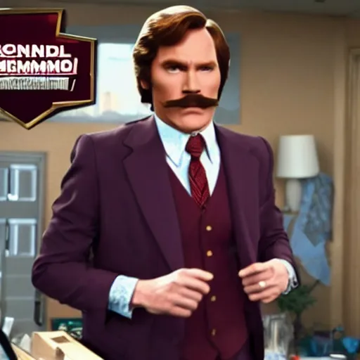 Image similar to Live Action Still of Jerma985 in Anchorman: The Legend of Ron Burgundy, real life, hyperrealistic, ultra realistic, realistic, highly detailed, epic, HD quality, 8k resolution, body and headshot, film still