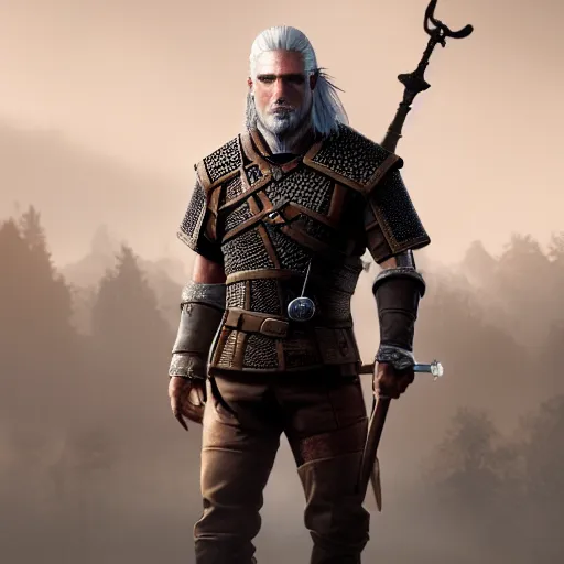 Prompt: geralt from the witcher 3 video game, huggy wuggy from poppy playtime video game, fullbody, ultra high detailed, glowing lights, oil painting, greg rutkowski, charlie bowater, beeple, unreal 5, daz, hyperrealistic, octane render, rpg portrait, dynamic lighting, fantasy art, beautiful face