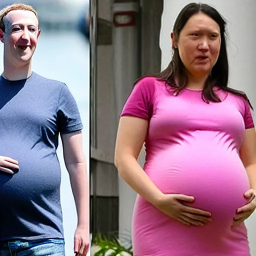 Prompt: Pregnant Mark Zuckerberg