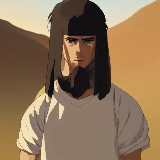 Prompt: Portrait of Haku from Spirited away as a young very handsome clean shaven rich egyptian prince in the desert, highly detailed, smooth, sharp focus, dynamic lighting, intricate, trending on ArtStation, illustration, art by WLOP