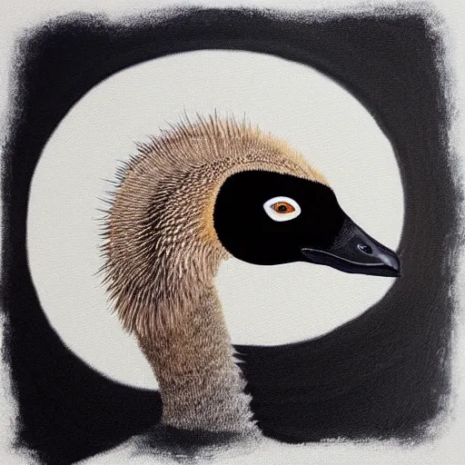 Prompt: “ detailed painting of a canada goose on a white background, very realistic ”