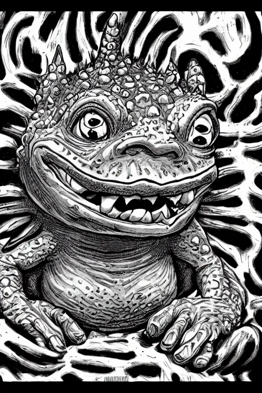 Image similar to toad goblin, symmetrical, goblin, highly detailed, digital art, sharp focus, trending on art station, kentaro miura manga art style