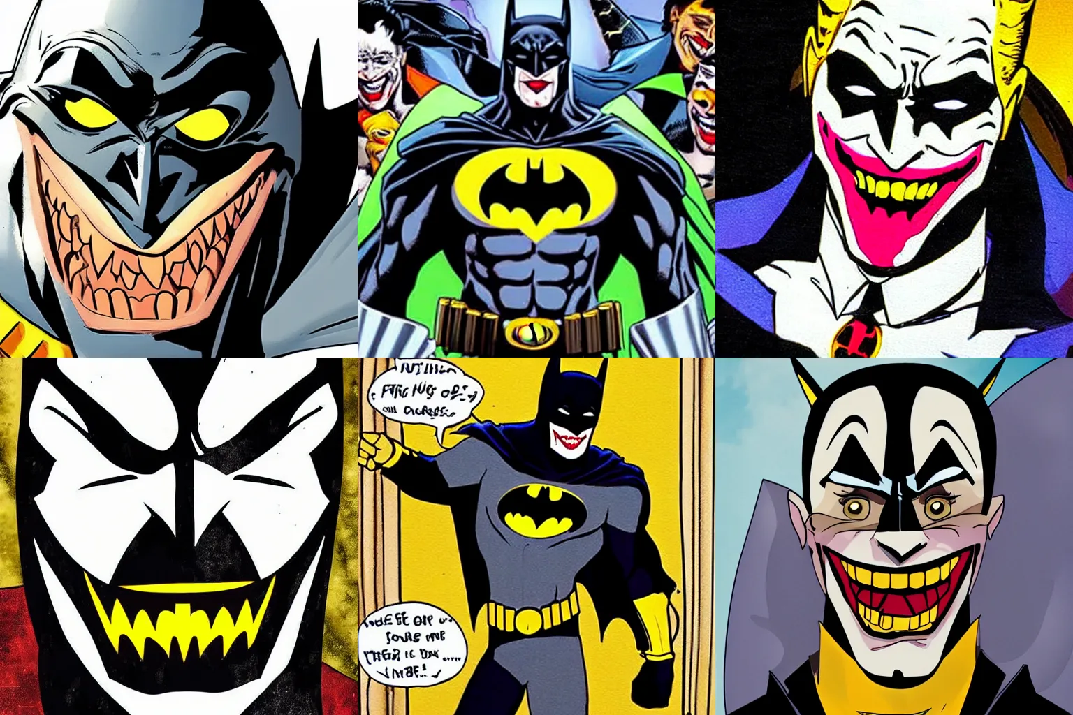 Prompt: BatMan but with jokers smile