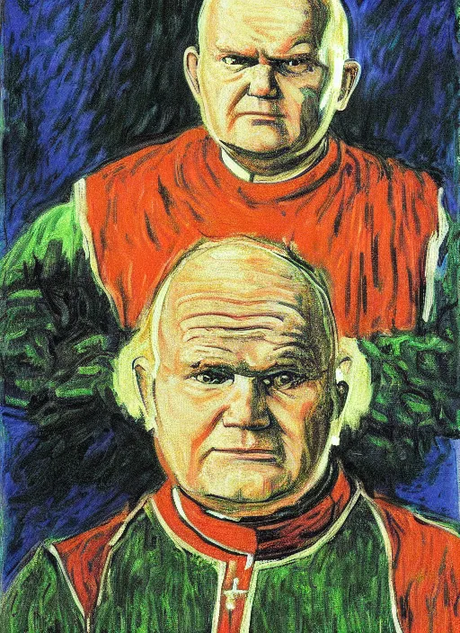 Image similar to portrait of john paul ii as piccolo from dragon ball z by claude monet