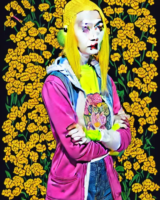 portrait of a woman with neon yellow hair, wearing a | Stable Diffusion ...