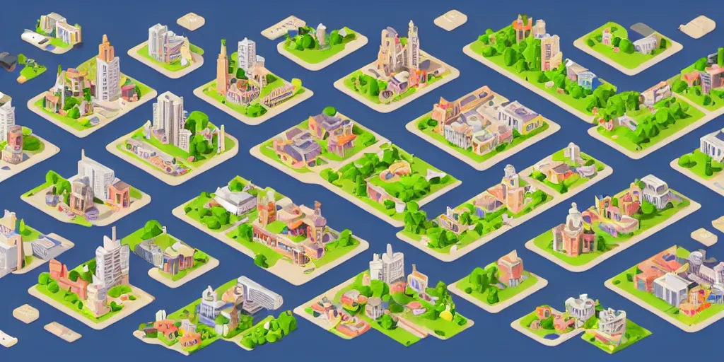 Image similar to cute isometric city