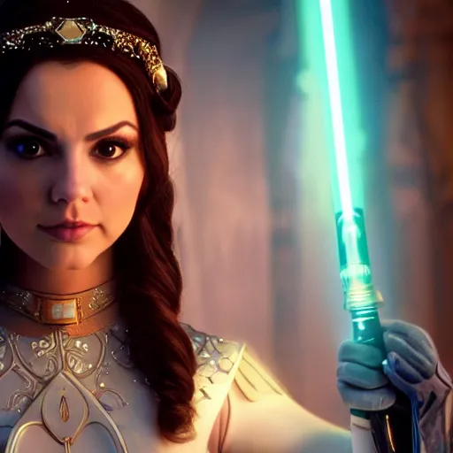 Image similar to victoria justice as princess padme in star wars episode 3, 8 k resolution, cinematic lighting, anatomically correct