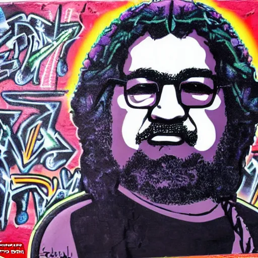 Image similar to jerry garcia egypt portrait in the style of graffiti