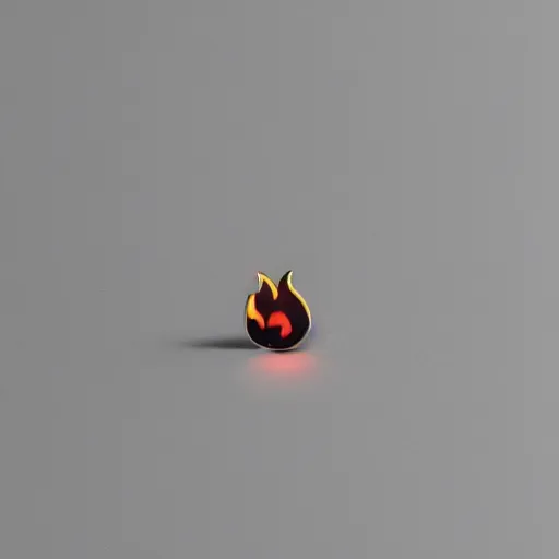 Image similar to a photo of a retro minimalistic fire flames enamel pin, studio lighting, behance