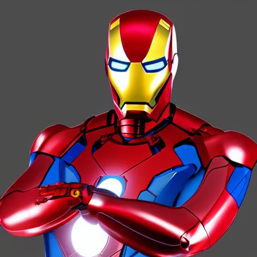 Image similar to a single iron man and spider - man hybrid, dslr, polaroid, cinematic, volumetric lighting