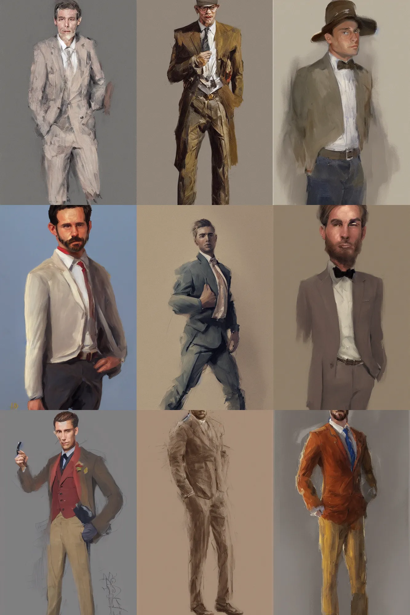 Prompt: a full - body portrait of a handsome man, by harry bush, trending on artstation