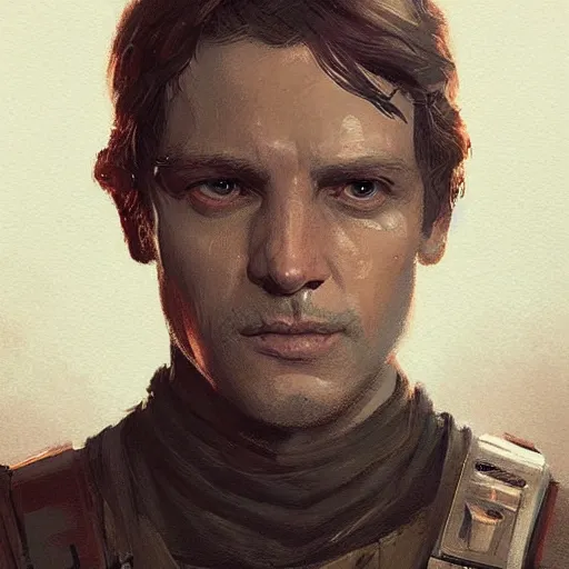 Image similar to portrait of a man by Greg Rutkowski, Col Skywalker from the Star Wars Expanded Universe, he has about 30 years old, highly detailed portrait, digital painting, artstation, concept art, smooth, sharp foccus ilustration, Artstation HQ