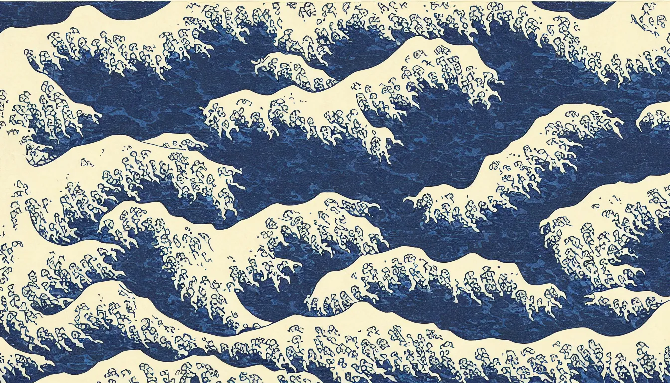 Image similar to river rafting over great wave by hokusai