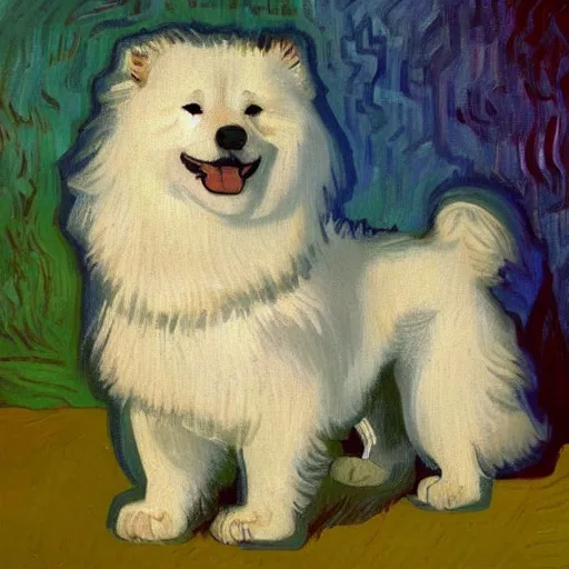 Prompt: a samoyed by vincent van gogh, digital art, trending on artstation