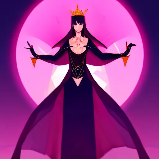 Image similar to Queen of the night in fullbody pose, zeronis style, digital painting, artstation, concept art, smooth, sharp focus, illustration, outlined art, soft light, cinematic,