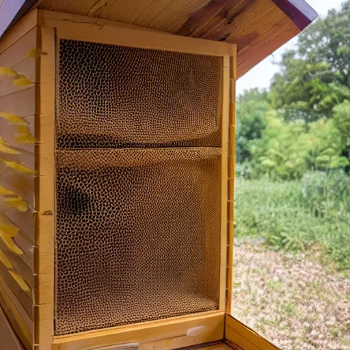 Image similar to bed inside a bee hive chamber