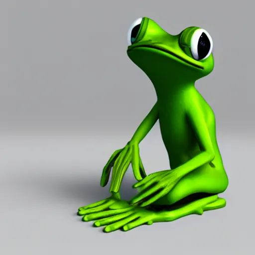 Prompt: pepe frog, 3d render