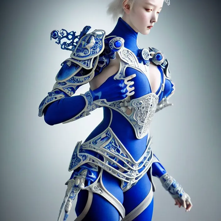 Premium Photo  White metal bra as part of the armor on a blue background  fantasy protection style fashion corset high definition art generative  artificial intelligence