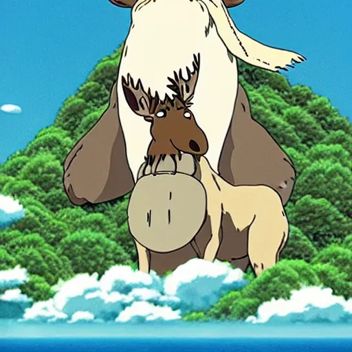 Image similar to Loving Moose God by Studio Ghibli, award-winning art, Spirited Away