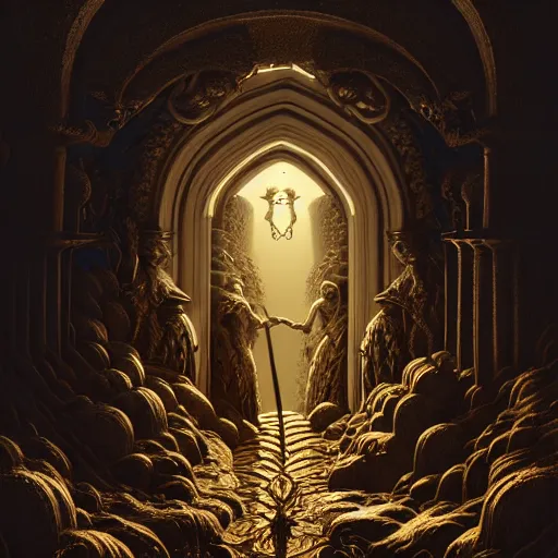 Image similar to the divine Comedy in roblox, illustration, very detailed, fantasy, dramatic, intricate, elegant, highly detailed, digital painting, artstation, concept art, smooth, sharp focus, illustration, art by Gustave Dore, octane render