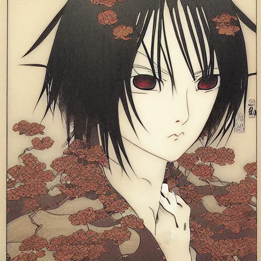 Image similar to prompt : portrait of muse soft light painted by takato yamamoto, magical rinnegan eyes, inspired by ninja anime, smooth face feature, intricate oil painting, high detail, sharp high detail, manga and anime