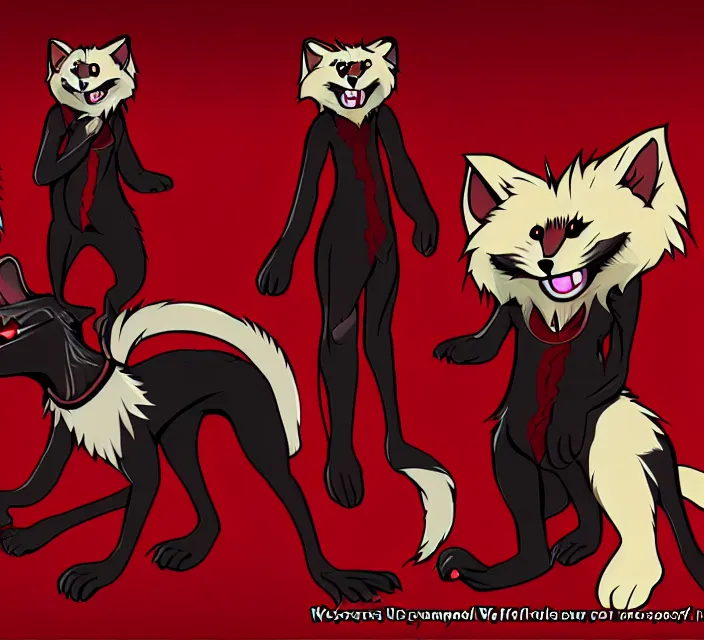 Image similar to furry - male - red - black - weasel - necromancer - fursona uhd ue 5 visual novel pc game expressions