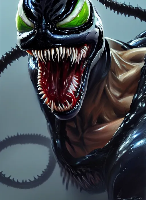 Prompt: painting of a venom, highly detailed, digital painting, artstation, concept art, smooth, sharp focus, illustration, art by gabriele dell otto, 8 k