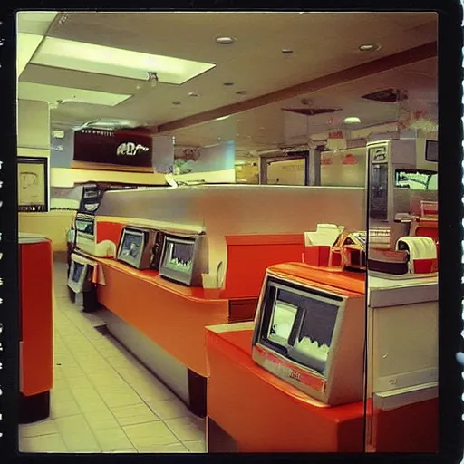 Image similar to 2009 photo taken on a Polaroid camera of the interior of a McDonald’s