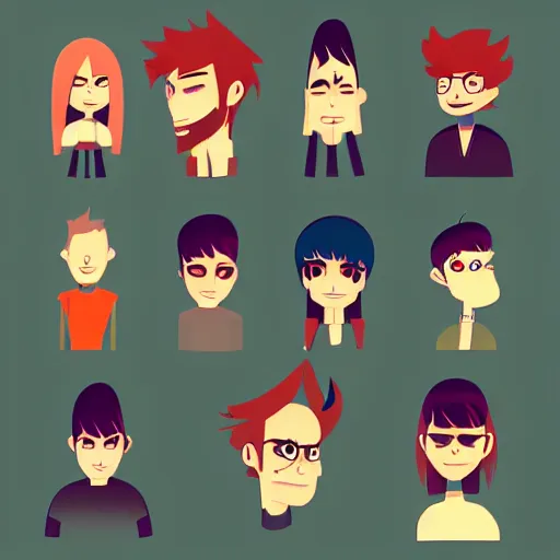 Image similar to 2 d character design, music group, vector art, digital art, portrait, 4 k, 8 k, sharp focus, smooth, illustration, concept art, rock band