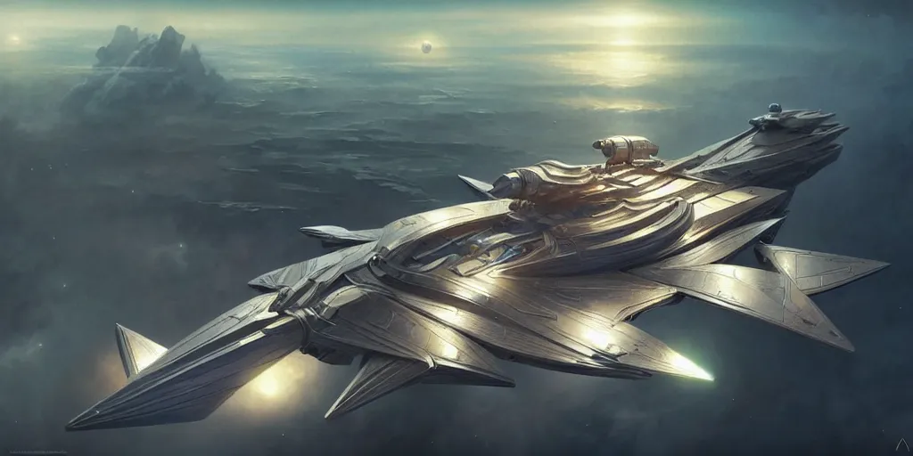 Image similar to birdseye view of a spaceship, folding - time, ultra - realistic, concept art, intricate details, eerie!, highly detailed, photorealistic, octane render, 8 k, hdr, unreal engine. art by artgerm and greg rutkowski and alphonse mucha