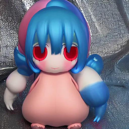 Prompt: cute fumo plush of a blob googirl, chibi monster girl, stylized shiny reflective refractive transparent liquid melty bubblegum pbr gel material, vray