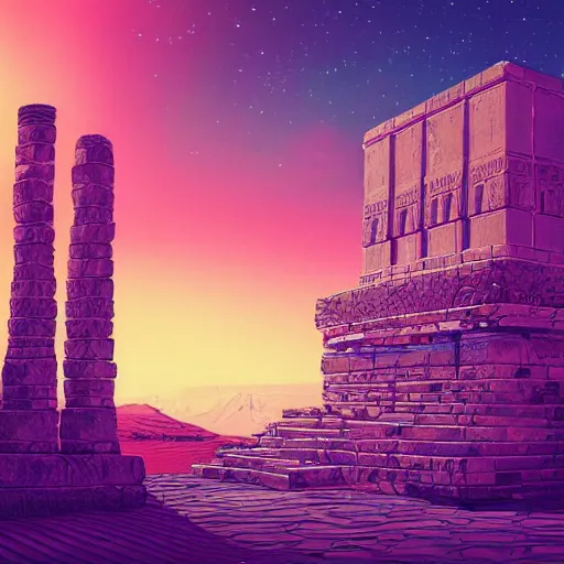 Image similar to ancient middle eastern structure, epic retrowave art, trending on art station