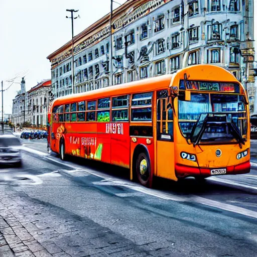 Image similar to realistic high detailed photo of bus in minsk