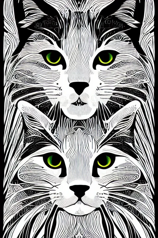 Image similar to minimalist boho style art of a colorful cat, illustration, vector art