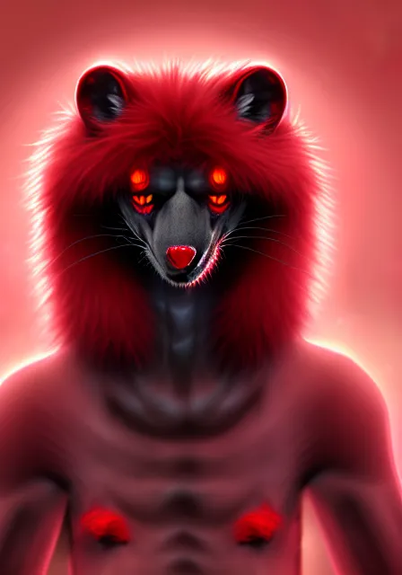 Image similar to furry - male - red - black - weasel - necromancer - fursona uhd ue 5 visual novel pc game expressions, photorealistic