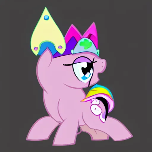 Image similar to pig wearing a crown in the style of my little pony