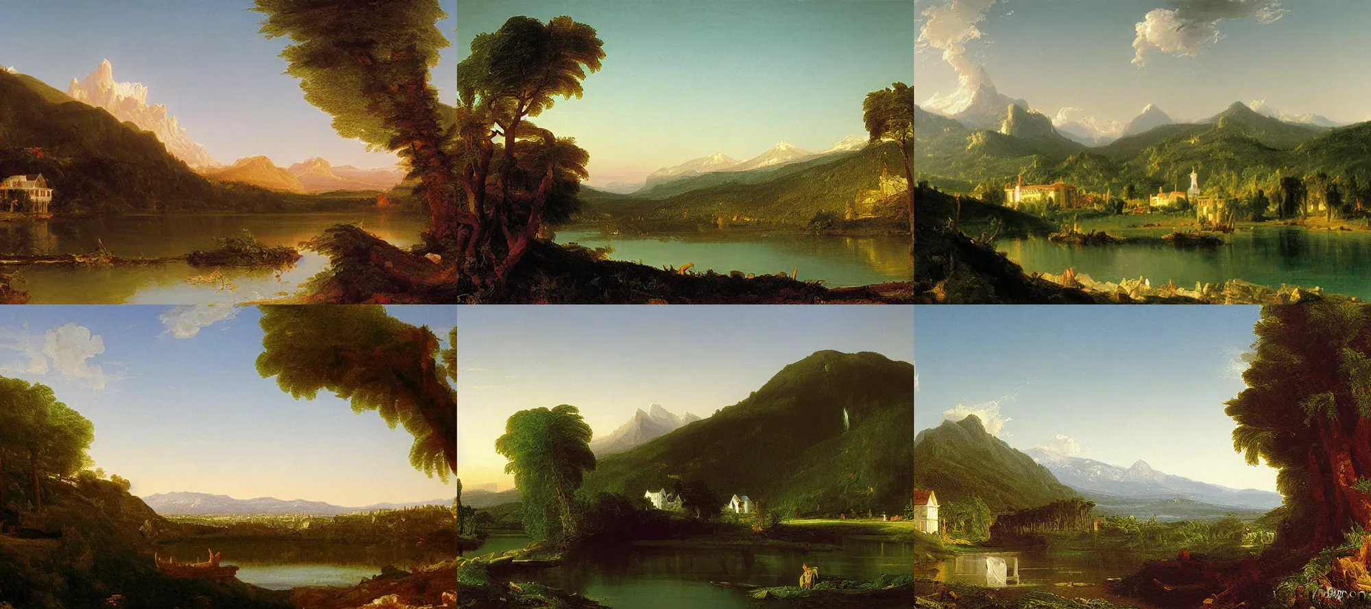 Prompt: town of scenic, washington, painting by thomas cole