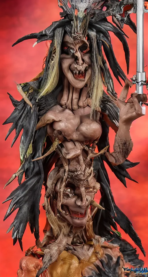 Image similar to craxula, the filipina demon from hell, beautiful design, actionfigure with play set with coffin and graveyard, photorealistic, hdr, 8 k, designed by hasbro mezco and yasushi nirasawa