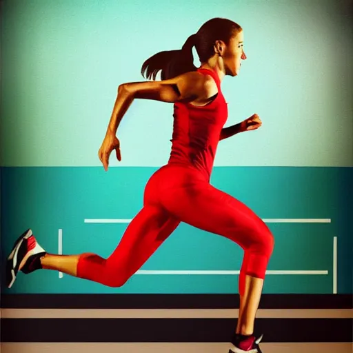 Image similar to athlete lifestyle runner in studio, commercial art, warm tones