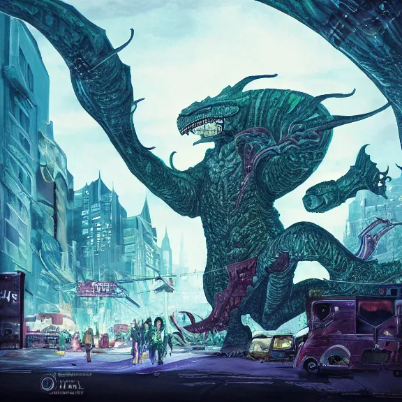 Prompt: Kaiju subway train alien attacking a city, fantasy artwork, award winning, hyper detailed, very very very beautiful!, studio lighting, artstation