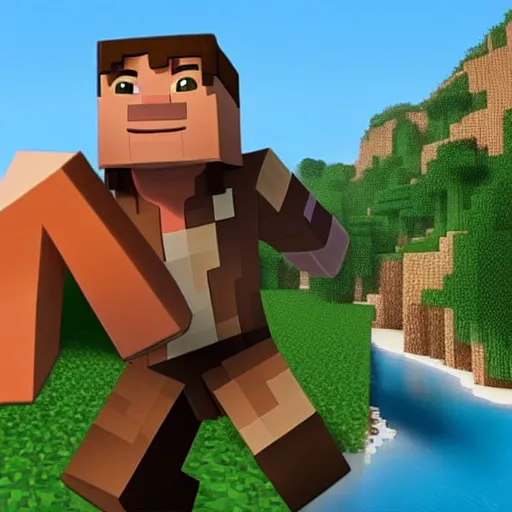 Prompt: screenshot from minecraft dwayne the rock johnson as a fortnite character